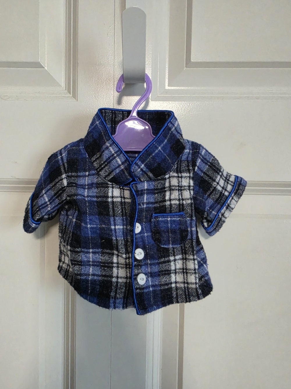 Build a bear Blue Plaid Short-Sleeve Shirt pajama pj set
